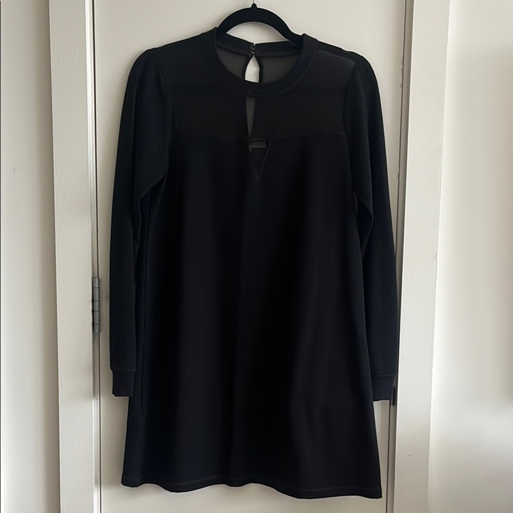 BCBG Black Sweatshirt-Style Long Sleeve Dress